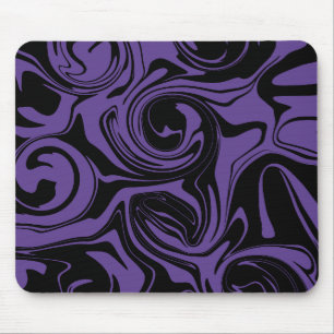 Purple and Black retro marble swirl Mouse Mat