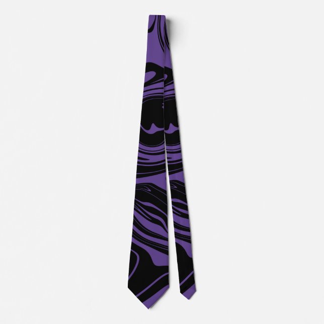 Purple and Black retro marble swirl Tie (Front)