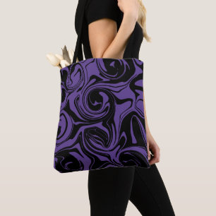 Purple and Black retro marble swirl Tote Bag