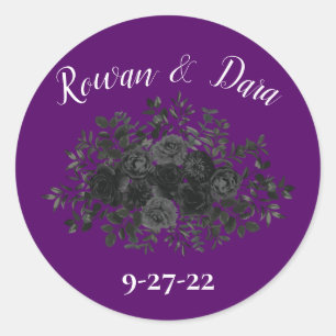 Purple and Black Rose Gothic Favour Sticker Labels
