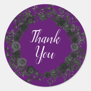 Purple and Black Rose Gothic Sticker Favour Labels