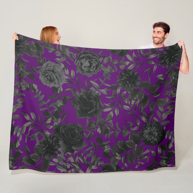 Purple and Black Rose Gothic Wedding Blanket (In Situ)