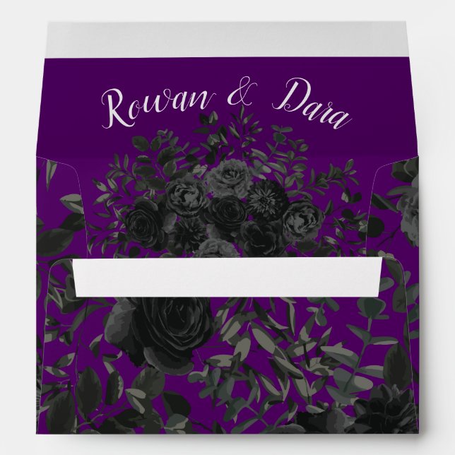 Purple and Black Rose Gothic Wedding Envelopes (Back (Bottom))