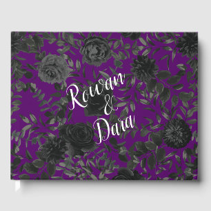 Purple  and Black Rose Gothic Wedding Guest Book