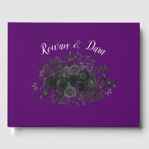 Purple  and Black Rose Gothic Wedding Guest Book