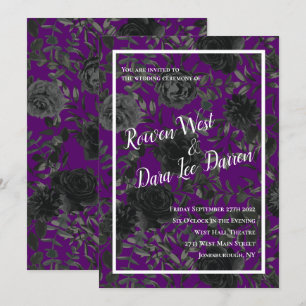 Purple and Black Rose Gothic Wedding Invitations