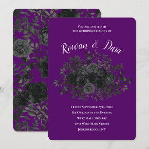 Purple  and Black Rose Gothic Wedding Invitations