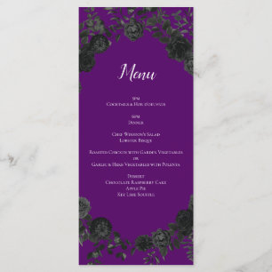 Purple  and Black Rose Gothic Wedding Menu