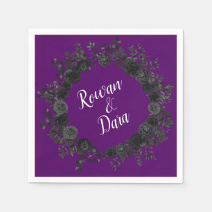 Purple and Black Rose Gothic Wedding Napkins