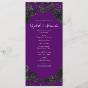 Purple  and Black Rose Gothic Wedding Programs Menu