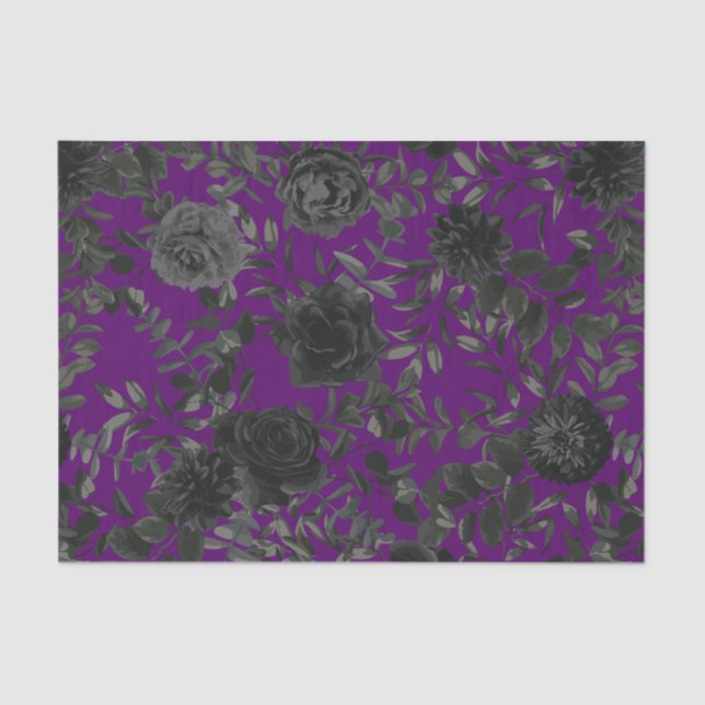 Purple and Black Rose Gothic Wedding Tissue Paper (Front)