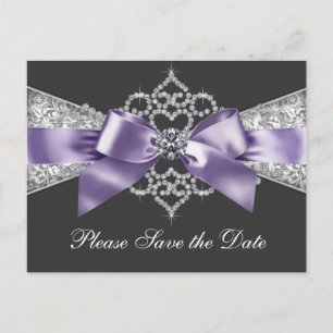 Purple and Black Save The Date Announcement Postcard
