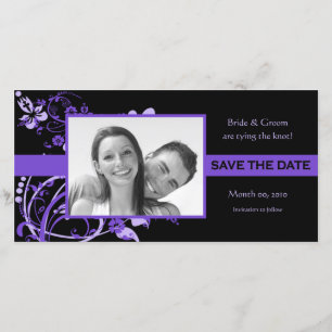 Purple and Black Save the Date Photo Cards
