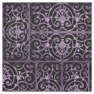 Purple and black scrollwork fabric