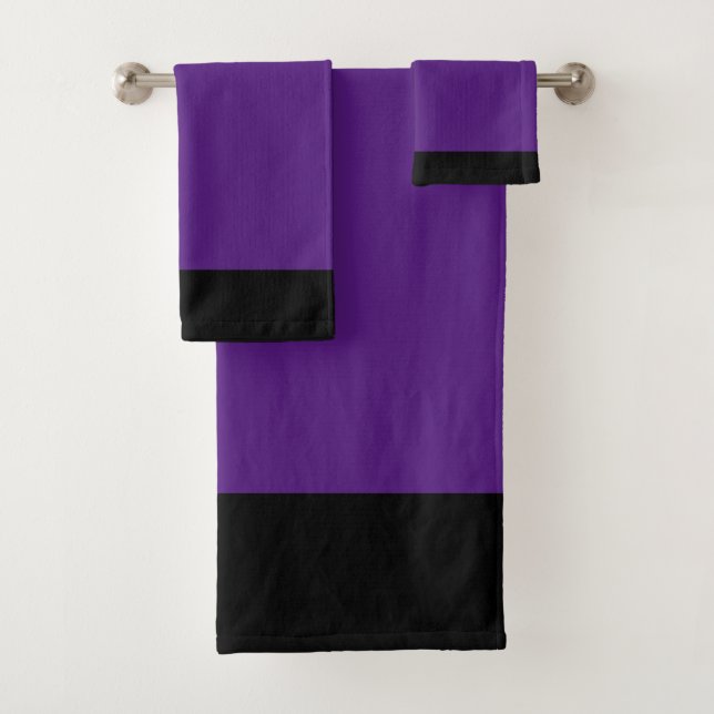 Purple And Black Sport Team Colours Bath Towel Set (Insitu)