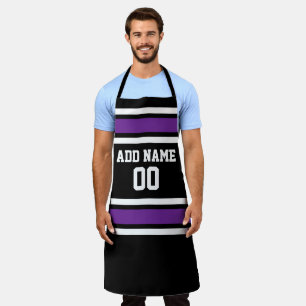 Purple and Black Sports Jersey Custom Name Number Apron