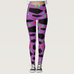 Purple and black squares design leggings