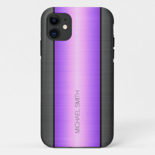 Purple and Black Stainless Steel Metal iPhone 11 Case
