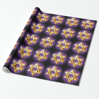 Purple and black Star of David Wrapping Paper