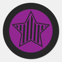 Purple and Black Star Round Sticker