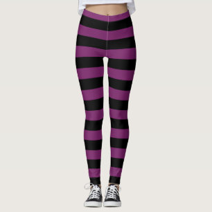 Purple and Black Striped Halloween Witch Leggings