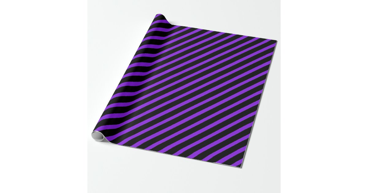 Purple and Black Striped Wrapping Paper | Zazzle