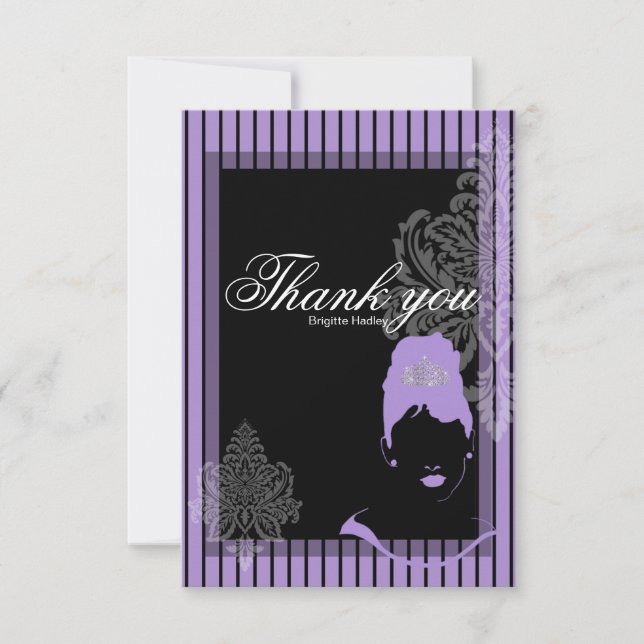 Purple and black stripes Thank You Card (Front)