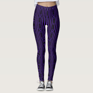 Purple and Black Stripes with Gothic Points Leggings