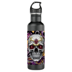 Purple and Black Sugar Skull Halloween 710 Ml Water Bottle