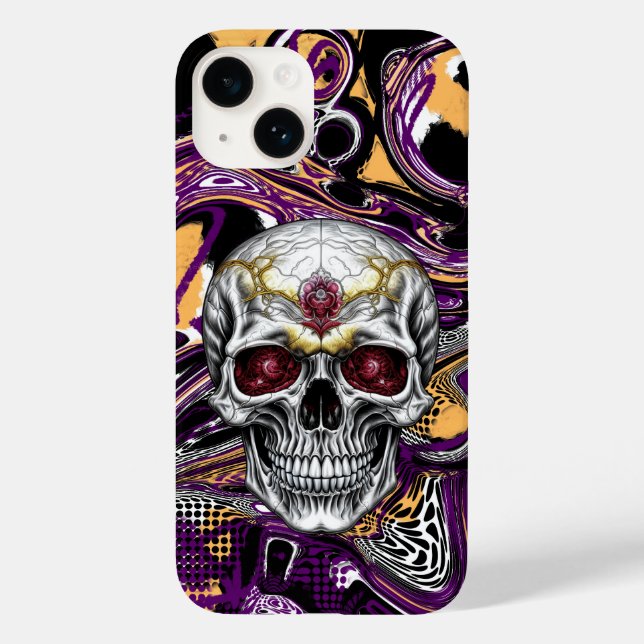 Purple and Black Sugar Skull Halloween  Case-Mate iPhone Case (Back)