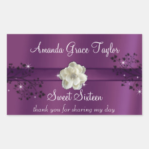 Purple and Black Sweet Sixteen Water Bottle Label