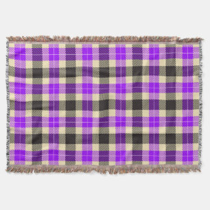Purple and Black Tartan Plaid Throw Blanket