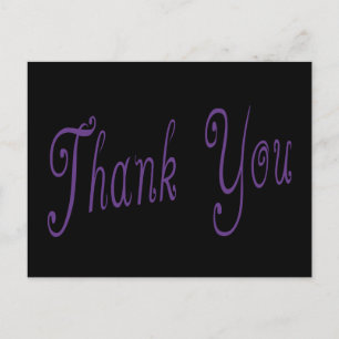 Purple and Black Thank You Greeting Postcard