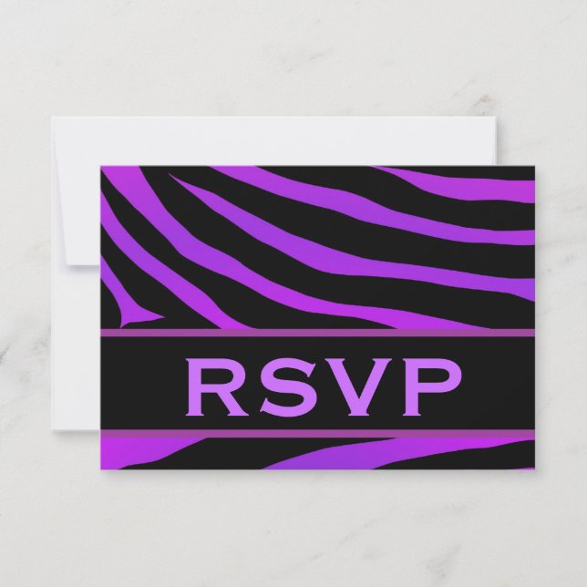 Purple and Black Tiger Print RSVP Wedding Response (Front)
