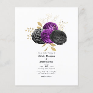Purple and Black Vintage Gothic Floral Wedding Flyer