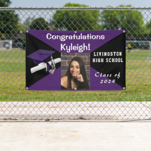 Purple and Black Vinyl Graduation Photo Banner