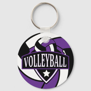 Purple and Black Volleyball Logo Key Ring