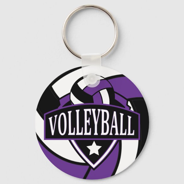 Purple and Black Volleyball Logo Key Ring (Front)