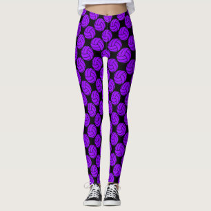 Purple and Black Volleyball Player Sports Team Leggings