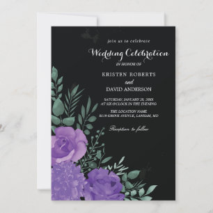 purple and black wedding invitations