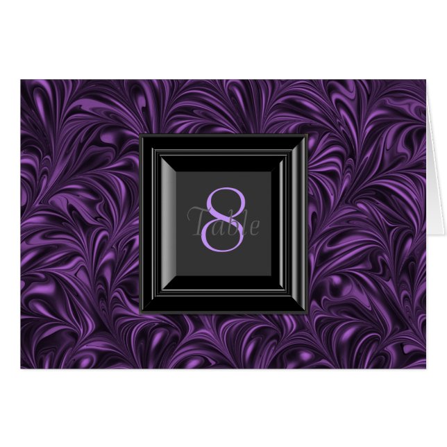 Purple and Black Wedding Table Cards (Front Horizontal)