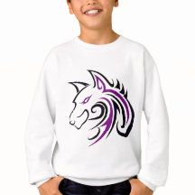 Purple and Black Wolf Head Outline