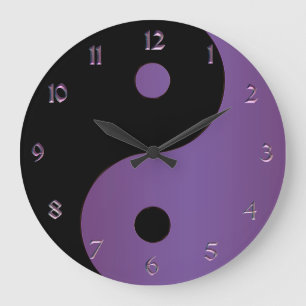Purple and Black Yin Yang Clock