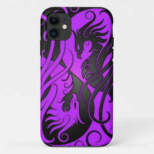 Purple and Black Yin Yang Phoenix iPhone 11 Case