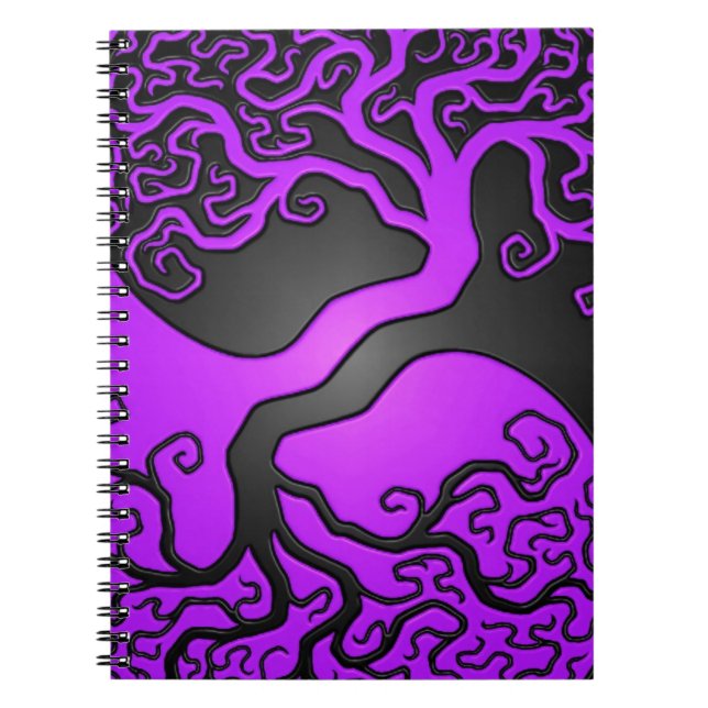 Purple and Black Yin Yang Tree Notebook (Front)
