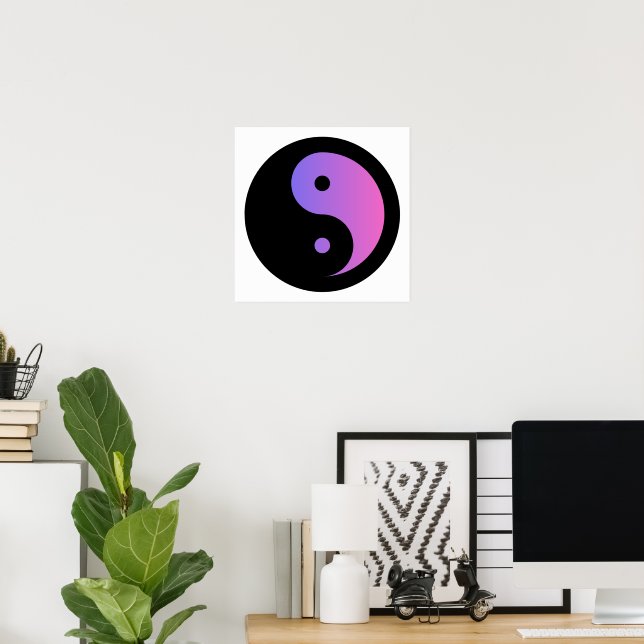 Purple and Black Ying Yang Poster Paper (Matte) (Home Office)