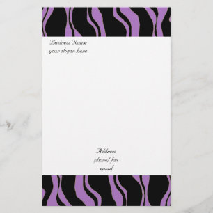 Purple and Black Zebra Pattern Stationery