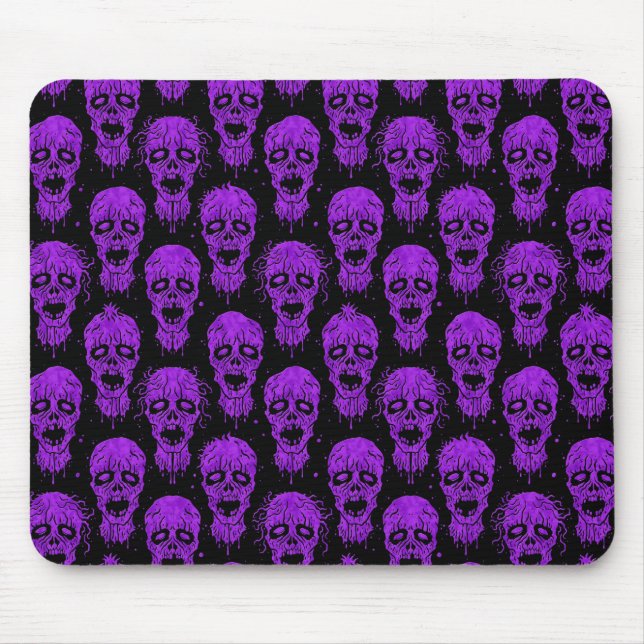 Purple and Black Zombie Apocalypse Pattern Mouse Mat (Front)