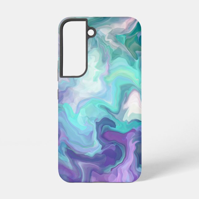 Purple and Blue Abstract Faux Marble Samsung Galaxy S22 Case (Back)