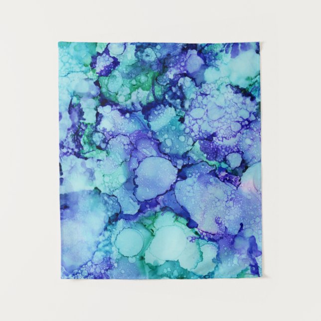 Purple and blue abstract painting tapestry (Front)